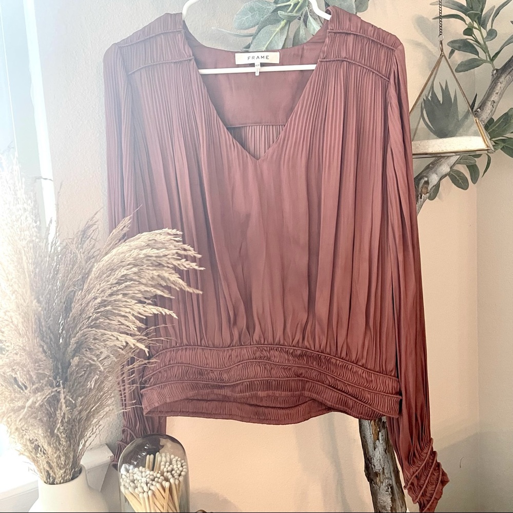 FRAME maroon long sleeve top
